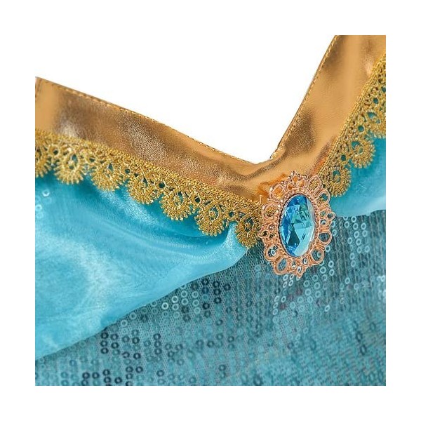 B&M Déguisement Robe de Aladdin Princesse Jasmine pour Enfants Filles - Cosplay Costume De Carnaval dhalloween 7-8 ans