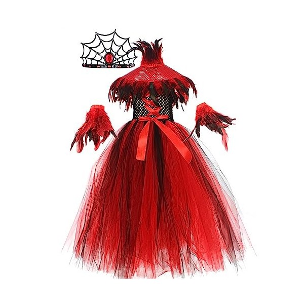 OBEEII Déguisement Maléfique Fille Halloween Carnaval Tutu Robe ave Bandeau +Ailes Sleeping Beauty Halloween Noël Costume pou