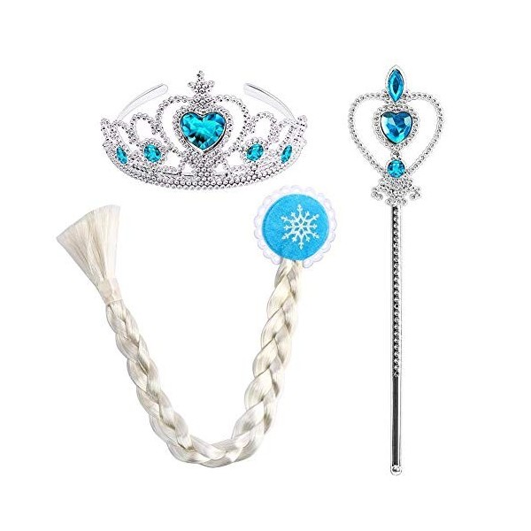 Elsa Anna Princesse Glace Neiges Costume Enfant Fille Cosplay Longue Déguisement et Accessoires à Manches Courtes/Longue pour