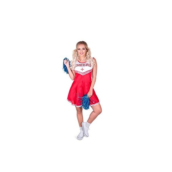 Karnival Costumes- Cheerleader Costume Déguisement, Women, 81224, Red, XS
