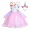 Pretty Princess Déguisement Fille Licorne Robe Florale Princesse Tutu Jupe avce un Serre-tête Anniversaire Fête Soirée 6-7 An