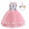 MISS & MR BM Robe licorne pour fille - Costume de princesse licorne et bandeau pour fête danniversaire de 5 à 6 ans