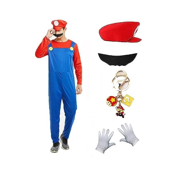 JMOCD Luigi Bros Costume de plombier Super Brothers pour cosplay pour carnaval, parents-enfants vert - adulte, taille S 