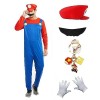 JMOCD Luigi Bros Costume de plombier Super Brothers pour cosplay pour carnaval, parents-enfants vert - adulte, taille S 