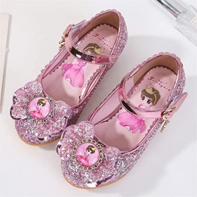 Eleasica Fille Talons Hauts Chaussures de Princesse Reine des Neiges Elsa Anna Paillettes Déguisement Violet Argenté Bleu Ros