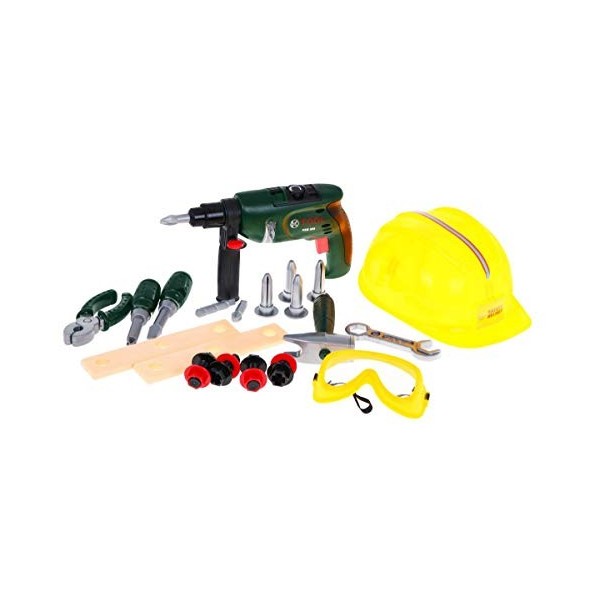 Ramiz Jeu dImitation - Set de Outils Enfant, Jouet Outils avec Perceuse et Casque pour Enfants