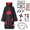 Akatsuki Manteau pour enfant et adulte Unisexe Costume de cosplay, Halloween, fête costumée Cape avec bandeau et bague ensem