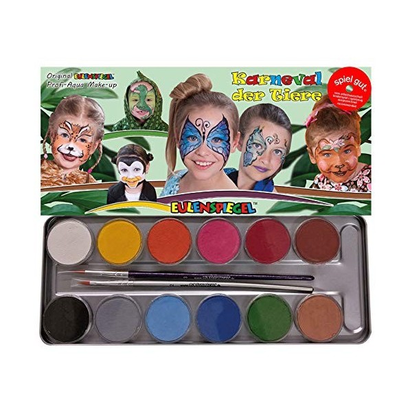 Eulenspiegel 212226 Coffret de Maquillage en métal Motif Carnaval des Animaux 15 pièces