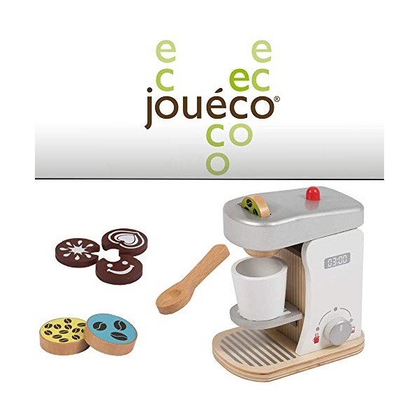 Jouéco Machine à Café en Bois avec Accessoire, 80058, Moyen