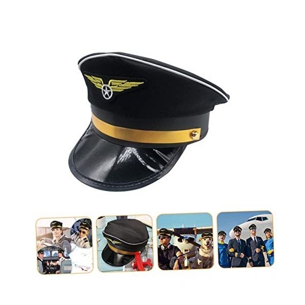 STOBOK Chapeau de capitaine pour enfants La Chapeau noir Chapeaux noirs pour hommes Chapeau pour enfants Chapeau de police Ha