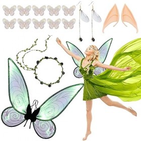 Ailes de fée pour filles et femmes, ailes de papillon pour adultes et enfants, costume dHalloween, oreilles delfe, bandeau 