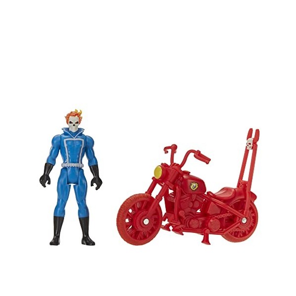 Marvel Hasbro F6544 Legends Series Retro 375 Collection, Figurine Ghost Rider de 9,5 cm avec véhicule, dès 4 Ans, Multicolore