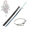 CAPLDM 75 Cm 100 Cm Katana Demon Slayer Tanjiro Kamado Anime Épée Lame en Bois avec Ceinture Ou Sac De Rangement Ou Presentoi