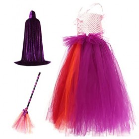 Moageme Déguisement Hocus Pocus, déguisement Winifred Sanderson, sorcière 3 pièces pour enfants filles 6-7 ans fête dhallowe