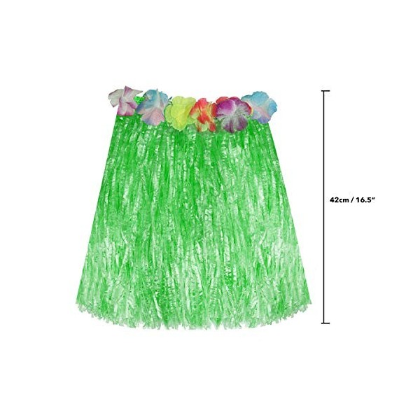 Kurtzy Deguisement Hawaien Femmes 6 pièces - 42cm Long Multicolores Hula Herbe Jupe avec Taille élastique, Bande À Scratch 