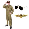 I LOVE FANCY DRESS Costume daviateur pour adultes - Combinaison de pilote dair pour homme, combinaison daviateur, lunettes