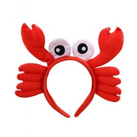 VALICLUD Rubans de Cheveux en Peluche Crabe Rouge Costume Drôle Bandeau Animal Pince de Crabe Grand Bandeau Chapeaux Fournitu