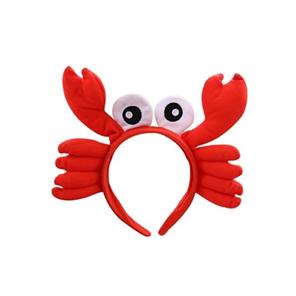 VALICLUD Rubans de Cheveux en Peluche Crabe Rouge Costume Drôle Bandeau Animal Pince de Crabe Grand Bandeau Chapeaux Fournitu
