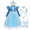 OBEEII Déguisements Princesse Elsa Robe Filles Reine des Neige 2 Costume et Accessoires Anniversaire Noël Halloween Carnaval 