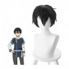 JPSOUP Sword Art Online Kirigaya Kazuto Cosplay Perruque Sao Kirito Hommes Femmes Courts Black Synthétic Cheveux Party Play C