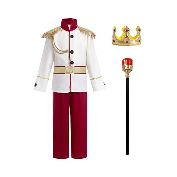IBTOM CASTLE Deguisement Garcon Déguisement Prince Charmant Halloween Enfants Prince Médiéval Costume Noël Carnaval Cosplay F