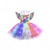 TiaoBug Enfant Fille Princesse Robe Licorne Déguisement Halloween Noël Carnaval Paillettes Robe Soirée Anniversaire et Serre-