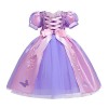 FYMNSI Enfant Fille Princesse Sofia Premiere Robe Carnaval Raiponce Costume Tulle Manche Courte Robe avec Perruque Déguisemen