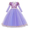 FYMNSI Enfant Fille Princesse Sofia Premiere Robe Carnaval Raiponce Costume Tulle Manche Courte Robe avec Perruque Déguisemen