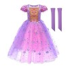 FYMNSI Enfant Fille Princesse Sofia Premiere Robe Carnaval Raiponce Costume Tulle Manche Courte Robe avec Perruque Déguisemen