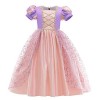 FYMNSI Enfant Fille Princesse Sofia Premiere Robe Carnaval Raiponce Costume Tulle Manche Courte Robe avec Perruque Déguisemen