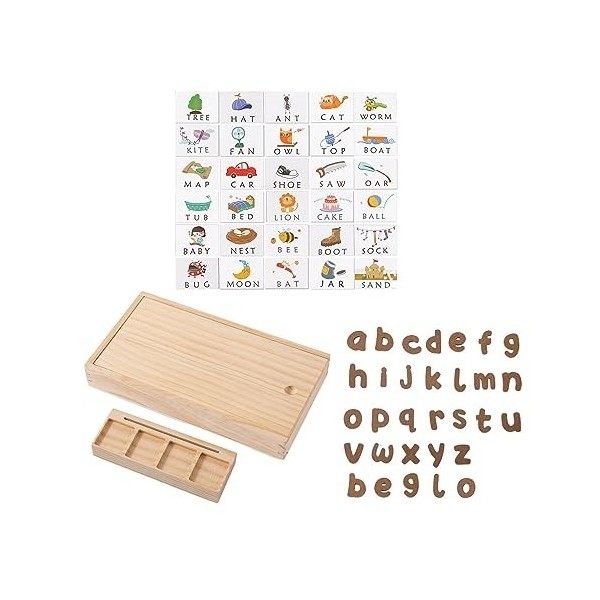 ＡＷＨＡＯ Lettres de lalphabet Assorties, Jeu dorthographe de Mots, Blocs en Bois Portables, Jeu dorthographe pour Filles, Cad