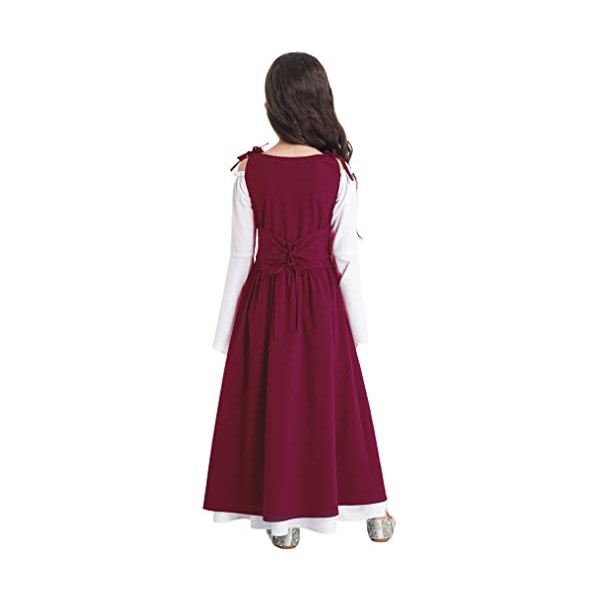 Kaerm Robe Médiévale Enfant Fille Renaissance Cosplay Princesse Déguisement Halloween Costume Grèce Robe Dress Up Robe Lacets