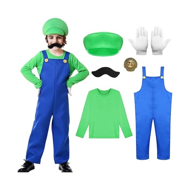 Ansamy Costume de cosplay pour enfants et adultes - Costume de cosplay - Avec t-shirt - Bonnet - Pantalon et gants - Pour Hal
