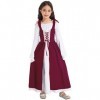 Freebily Enfant Retro Robe Vintage Princesse Renaissance Médiéval Gothique Robe De Soirée Fille Déguisement Halloween Fête Ma