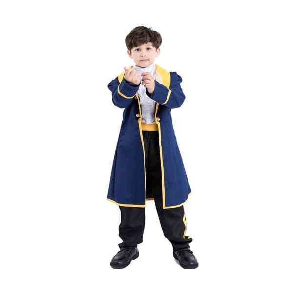 Costume de Bête Garçons Prince Halloween Déguisement Fantaisie Veste de Smoking avec Pantalon Casque Tenue de Costume de Luxe