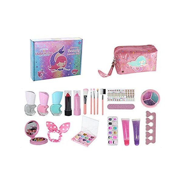 YHomU Filles Maquillage Playset Lavable Portable Professionnel Sûr Réutilisable Jeu Kit De Maquillage Cosmétique Prétendre Jo