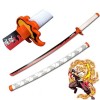 MAYKAR Épée De Samouraï Demon Slayer Blade Cosplay, 75cm/104cm Rengoku Kyoujurou Katana en Bois pour Fournitures De Fête dha