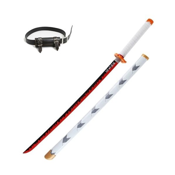 MAYKAR Épée De Samouraï Demon Slayer Blade Cosplay, 75cm/104cm Rengoku Kyoujurou Katana en Bois pour Fournitures De Fête dha