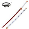 MAYKAR Épée De Samouraï Demon Slayer Blade Cosplay, 75cm/104cm Rengoku Kyoujurou Katana en Bois pour Fournitures De Fête dha