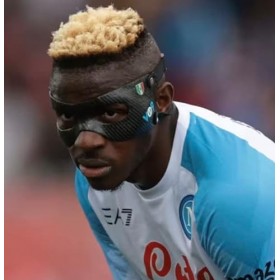 Zeus Party Masque Napoli OSIMHEN avec personnalisation SCUDETTO et NUMERO9 Noir - Masque Osimhen avec élastique réglable - Ga