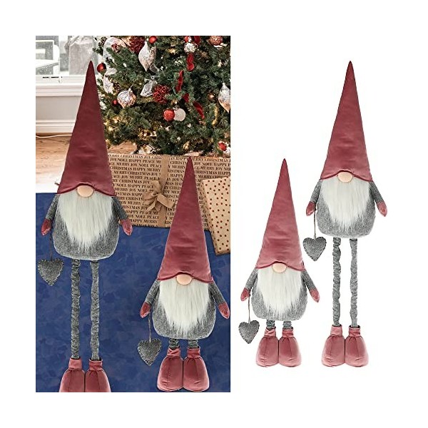 Cepewa Lutin de Noël - Rose - Hauteur : 120 cm - En métal et polyester - Décoration de Noël 1 lutin rose 