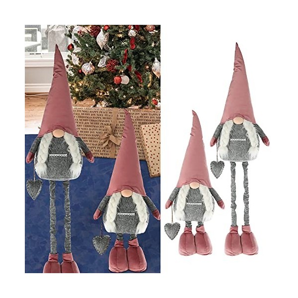 Cepewa Lutin de Noël - Rose - Hauteur : 120 cm - En métal et polyester - Décoration de Noël 1 lutin rose 