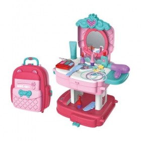 Aetheria Ensemble de jeu de cuisine avec valise portable, jouet de table de cuisine simulé pour filles avec accessoires dust