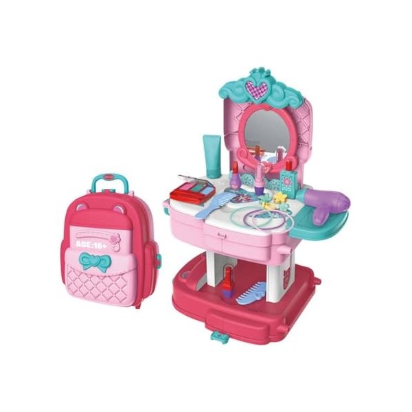 Aetheria Ensemble de jeu de cuisine avec valise portable, jouet de table de cuisine simulé pour filles avec accessoires dust