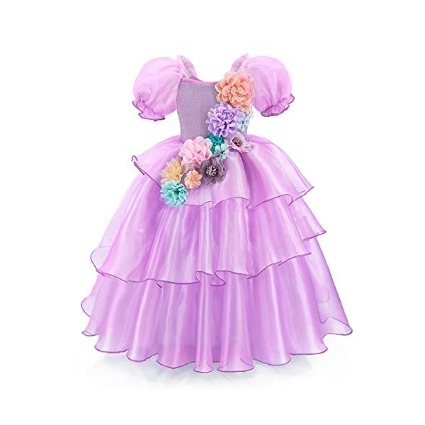 IWEMEK Déguisement de fée Filles Robe de Princesse Carnaval Halloween Costume Conte de fée Manches bouffantes Longue Robe Noë