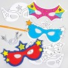 Baker Ross Masques Super-Héros à colorier - Idéal pour le carnaval, Blanc, 25 cm Lot de 6 & Mini-autocollants holographiques