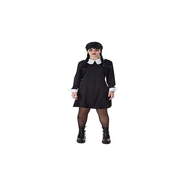 Creaciones Llopis Costume de mercredi Addams pour femme - Robe de mercredi Addams - Taille L - Noir