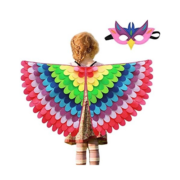 2 Pcs Oiseau Ailes, Costume dailes doiseaux Perroquet Costume DéGuisement dailes pour Les Spectacles Scolaires, Les FêTes 