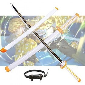 Épée En Demon Slayer Katana 76cm/104cm Épée De Samouraï Danime Japonais Lame En Bois Pour Agatsuma Zenitsu Cosplay Sabre, En
