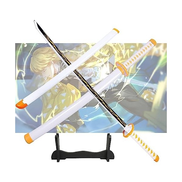 Épée En Demon Slayer Katana 76cm/104cm Épée De Samouraï Danime Japonais Lame En Bois Pour Agatsuma Zenitsu Cosplay Sabre, En